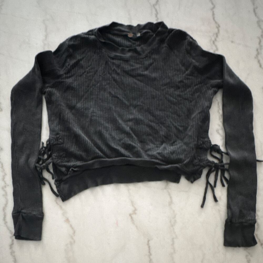 Free People Women’s Sweater Size Large Dark Gray/black 0008